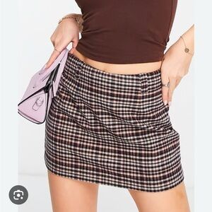 Abercrombie & Fitch Plaid Mini Skirt - Brown and Black